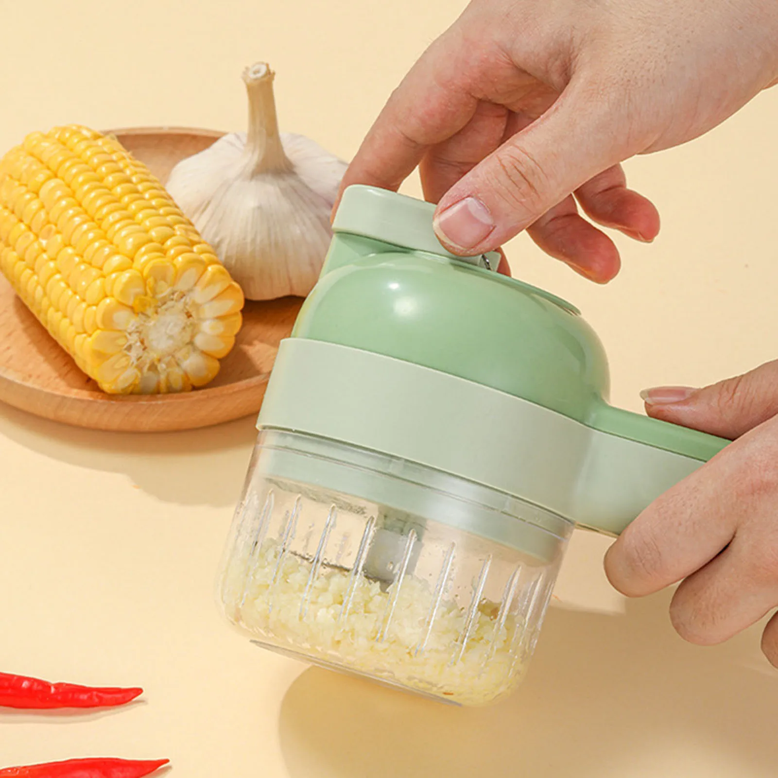 

4 in 1 Handheld Electric Vegetable Cutter Set Mini Wireless Food Garlic Chopper Slicer Kitchen Tools Grater кухонні аксесуари