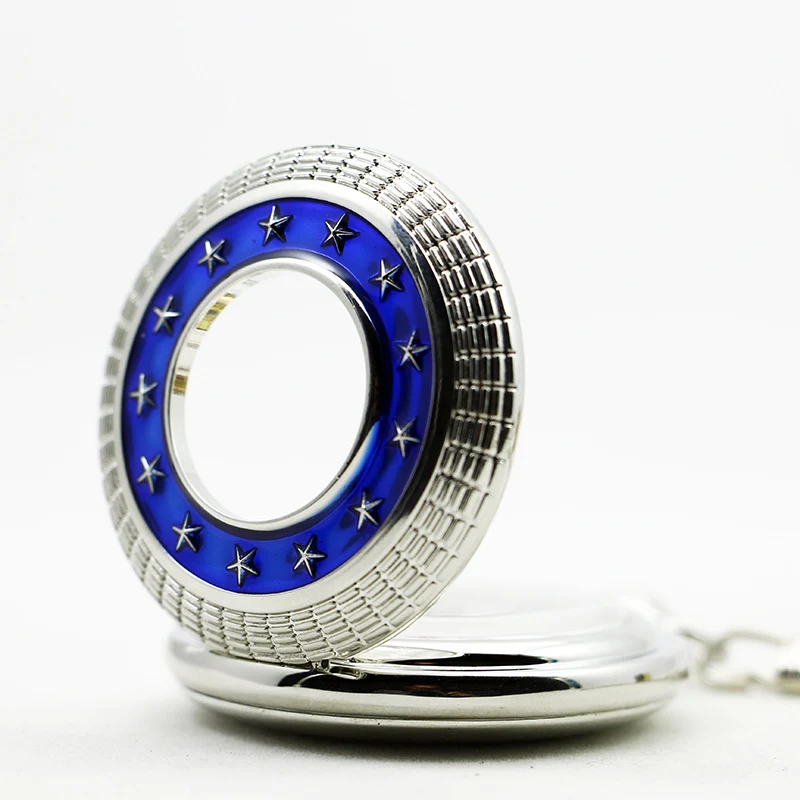 Star Surrounding Mechanical Pocket Watch Vintage Roman Numeral Display with Chain Pendant Unisex Student Gift