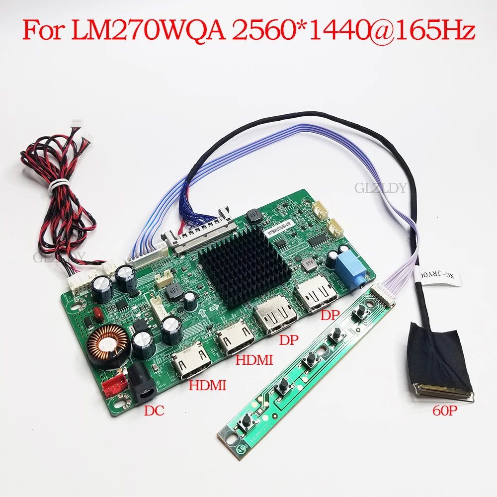 Фото Плата ЖК-контроллера для 27-дюймового LM270WQA-SSA1 SSA2 2K 2560*1440 @ 165 Гц, плата драйвера ЖК-экрана 2 * HDMI 2 * DP, киберспортивный монитор, сделай сам №1