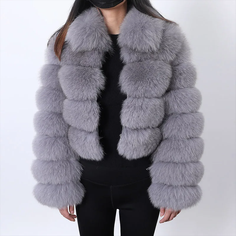 Fox Fur Coat 37-40-50cm Winter Woman Natural Fur Coat Real Fox Fur Warm Fashion Sleeves Length 55-60cm Super Hot Jacket enlarge