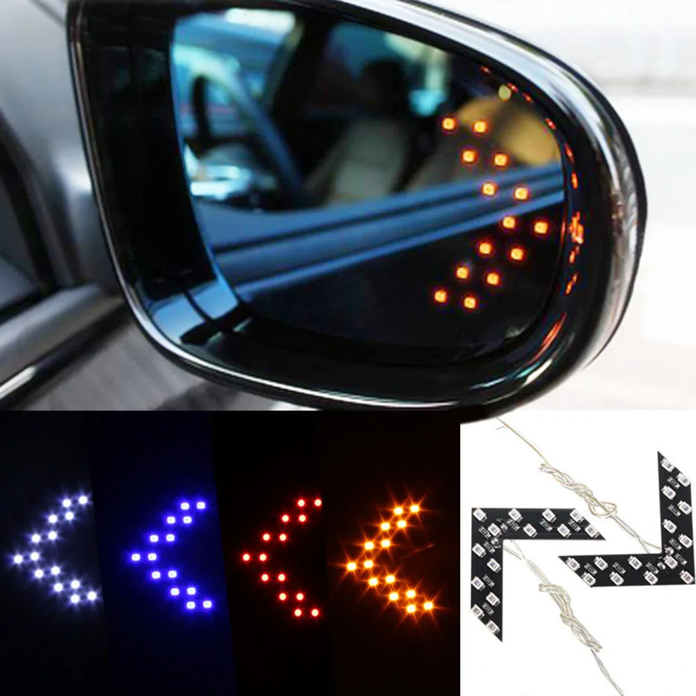 

2 шт./лот автомобильный Стайлинг светодиодсветильник 14 SMD панель со стрелками для автомобильного зеркала заднего вида Индикатор указателя п...