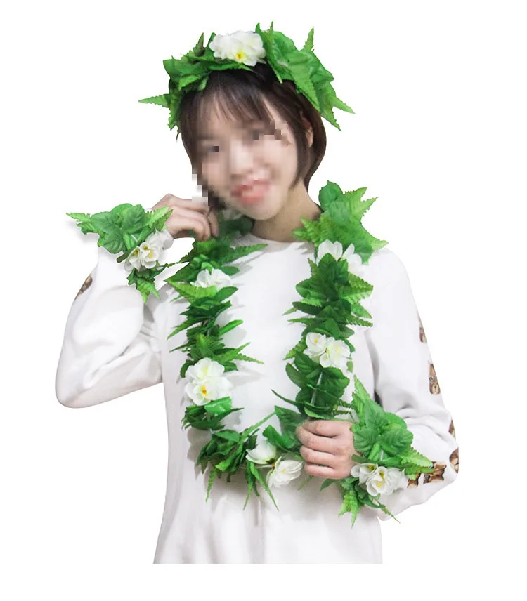 

Hawaii Beach Theme Decoration Party Green Leaf Wreath Set Tropical Wedding Birthday