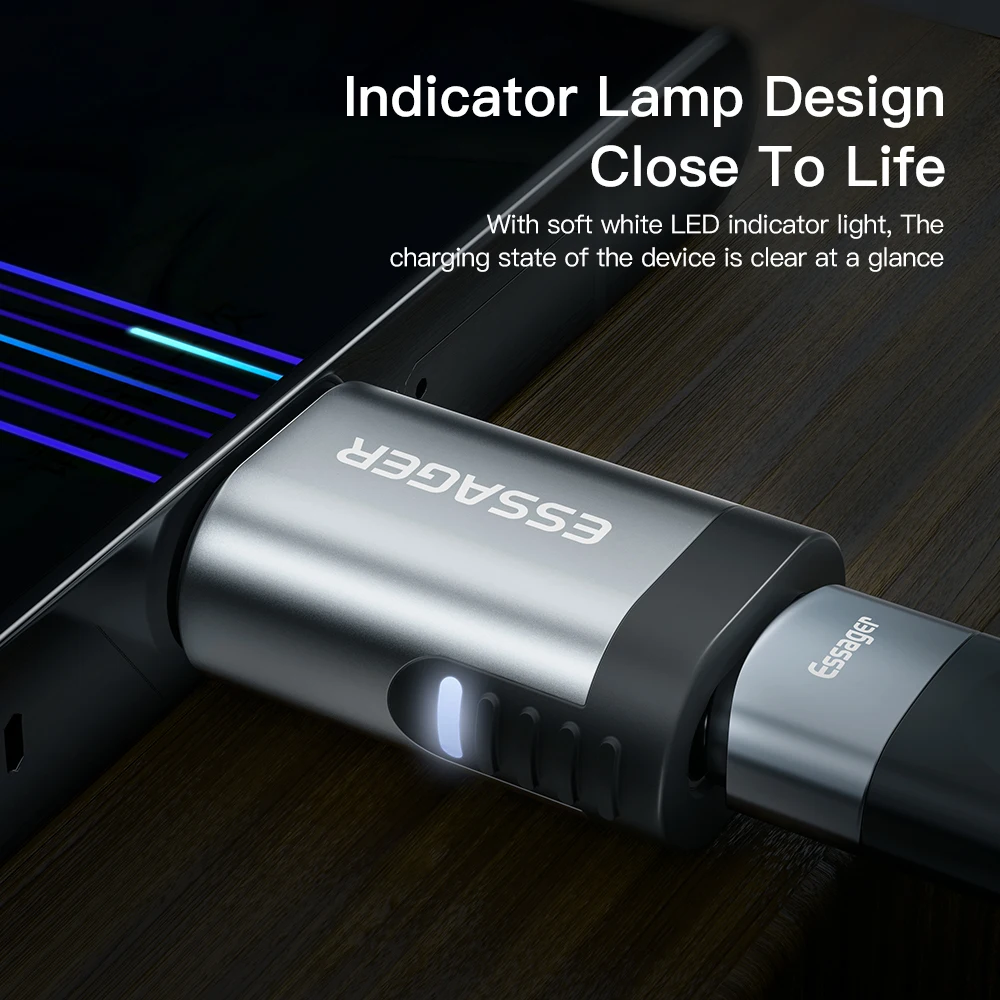 Магнитный адаптер Essager 100 Вт 24 контакта USB Type C PD 3 0 кабель быстрой зарядки