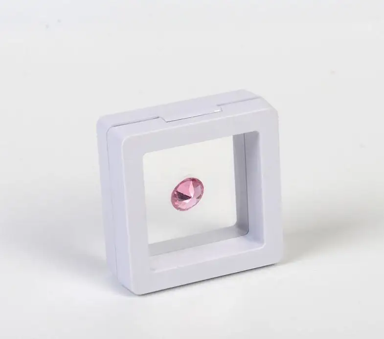 

100pcs 50*50mm PET Membrane Stand Holder boxes Floating Display Case Earring Gems Ring Jewelry Suspension Packaging Box