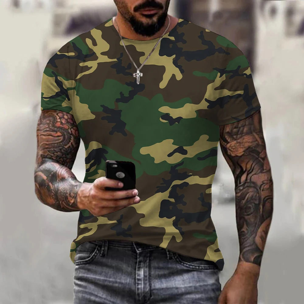 

3D Camouflage T-Shirt Men Clothes Outdoor Fashion Casual O Neck Short Sleeve Summer Street Oversized Men Sport Military T Shirts