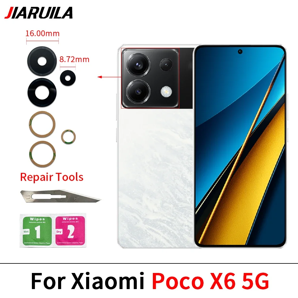 Объектив задней камеры для Xiaomi Poco F6 M6 5G Pro X5 X6 C40 F3 F4 X4 GT M4 M5S стеклянный объектив с