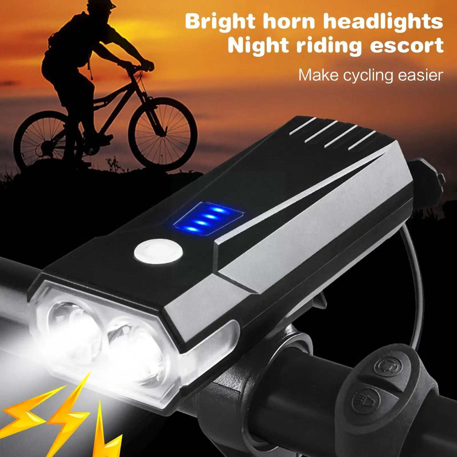 

Bicycle Bike Light 3 Modes Highlight Usb Charging With Speaker Cycling Mtb Accessories Light Headlight Flashlight Lamp Cycl V3v5