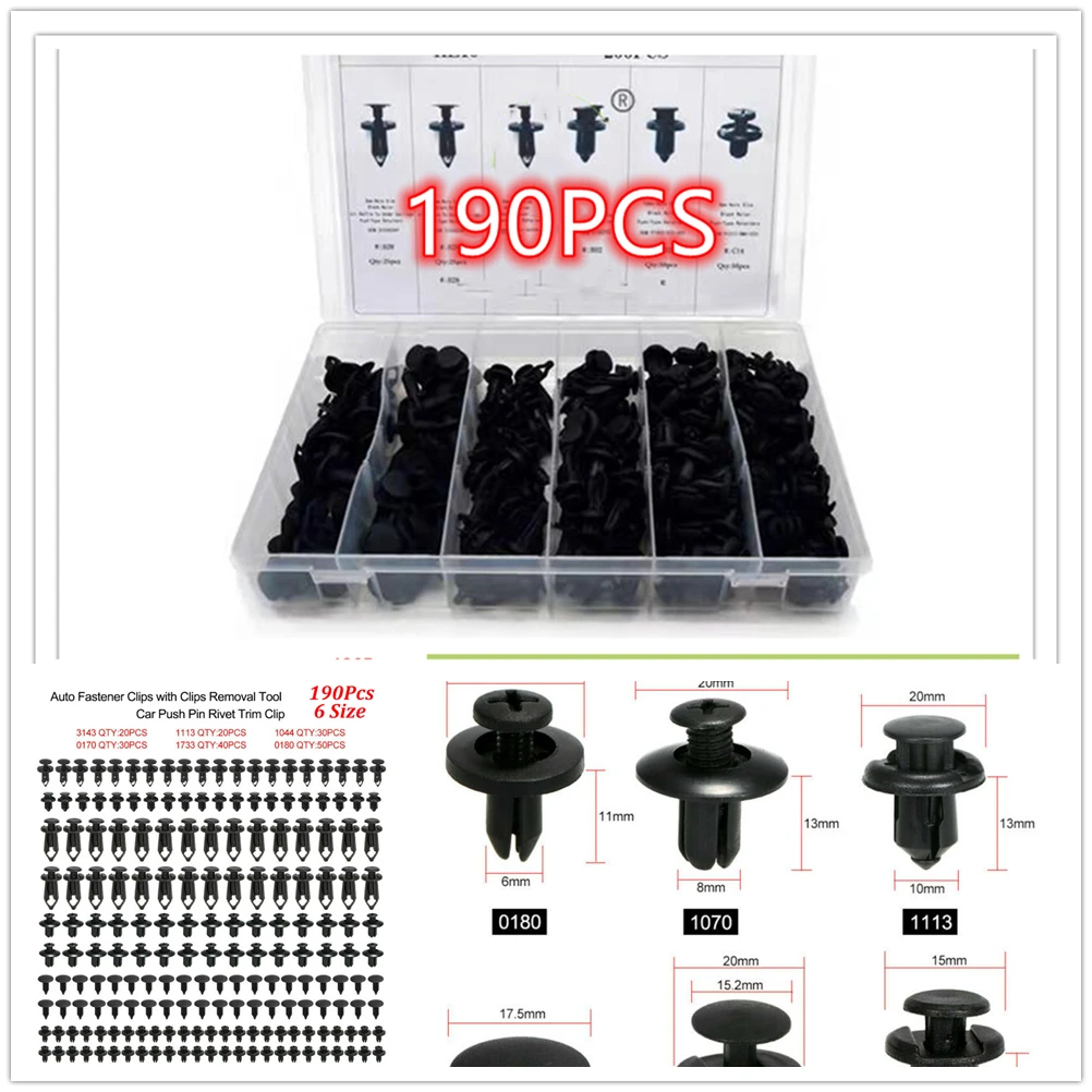 190 шт. автомобильные зажимы для крепления смешанный автомобильный вкладыш с