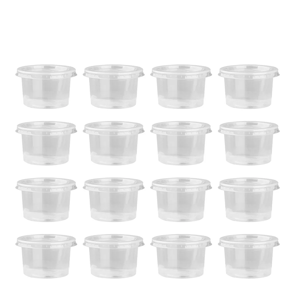 

100PCS 140ml Disposable Plastic Container Clear Portion Cups Bowls with Lids for Mousses Sauce Jelly Yogurt