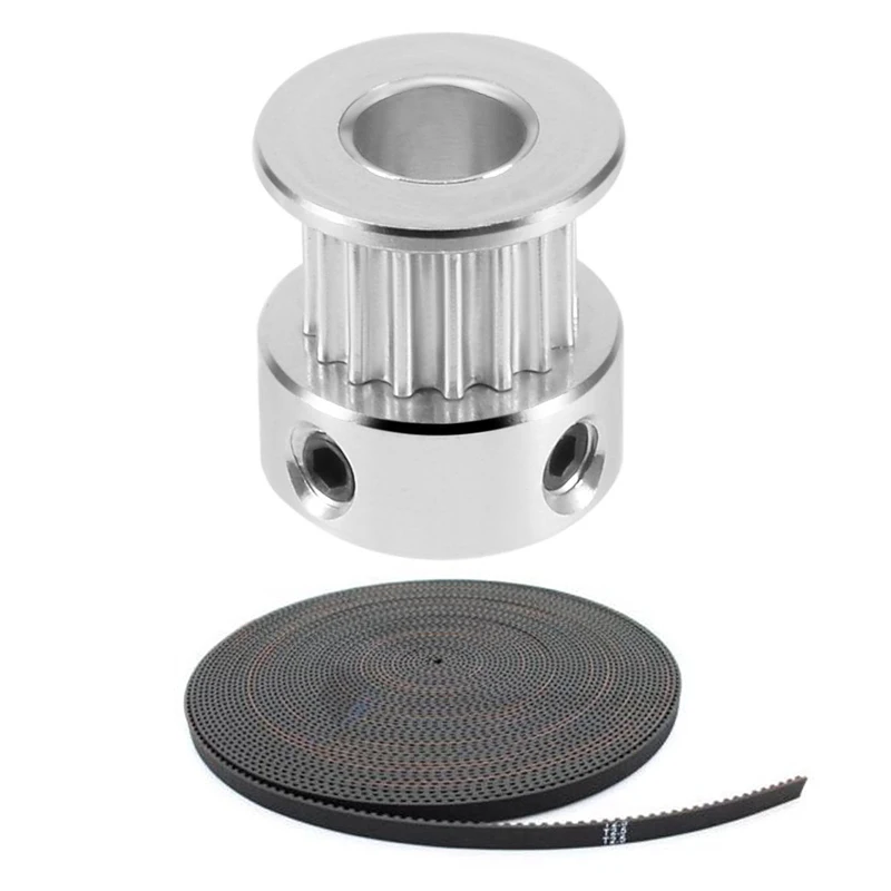 

1Pcs Aluminum GT2 16 Teeth 6Mm Bore Timing Belt Pulley Flange Synchronous Wheel For 3D Printer & 1Pcs 6Mm GT2 RF Fiber Glass Rei