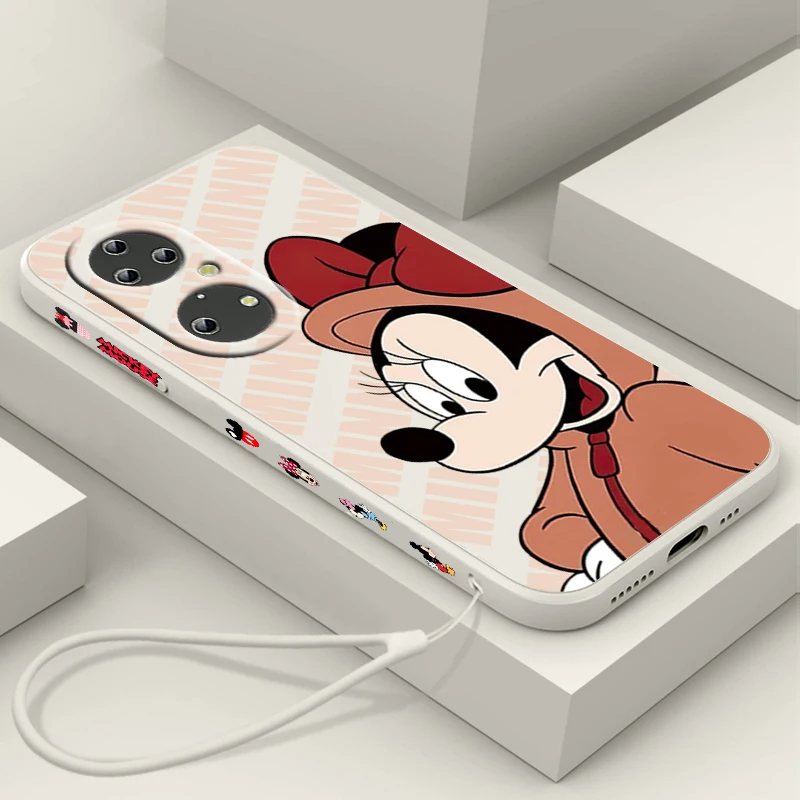 

Fashion Couple Mickey Minnie For Huawei P50 P40 P30 P20 Pro Lite Nova Y9S Y9A Y9 Y6 Y70 Y90 Y61 5T Liquid Left Rope Phone Case