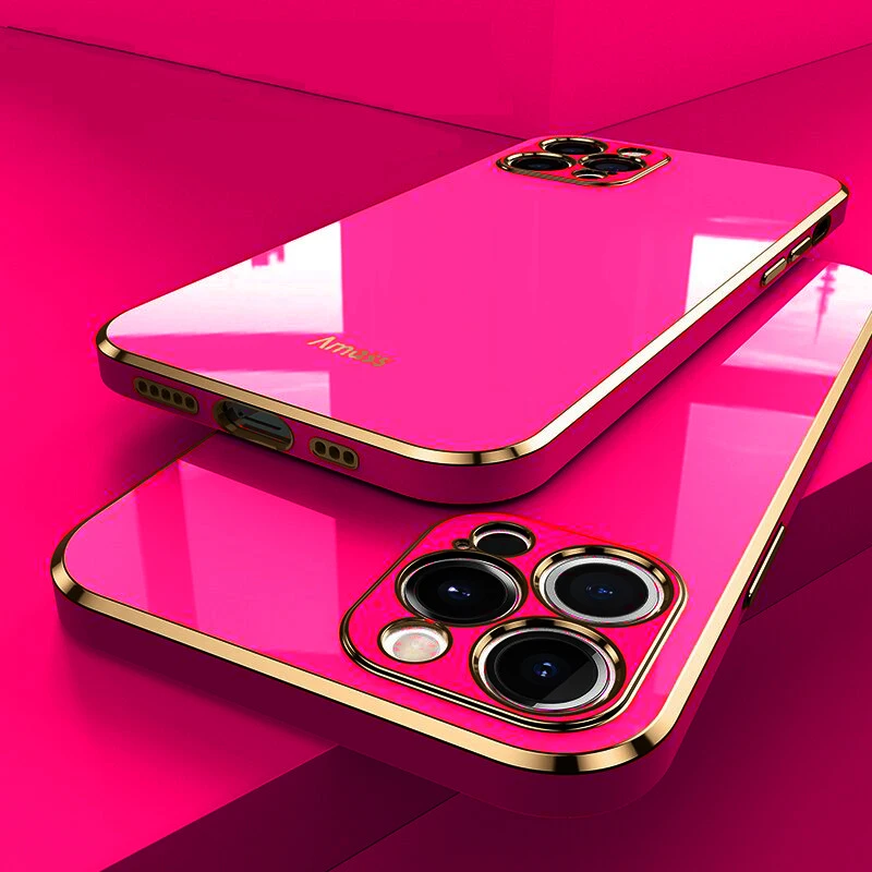 

Luxury Solid Color Plating Phone Case For IPhone 14 11 12 13 Pro Max Mini Plus XR X XS Soft Silicone Back Cover Coque funda