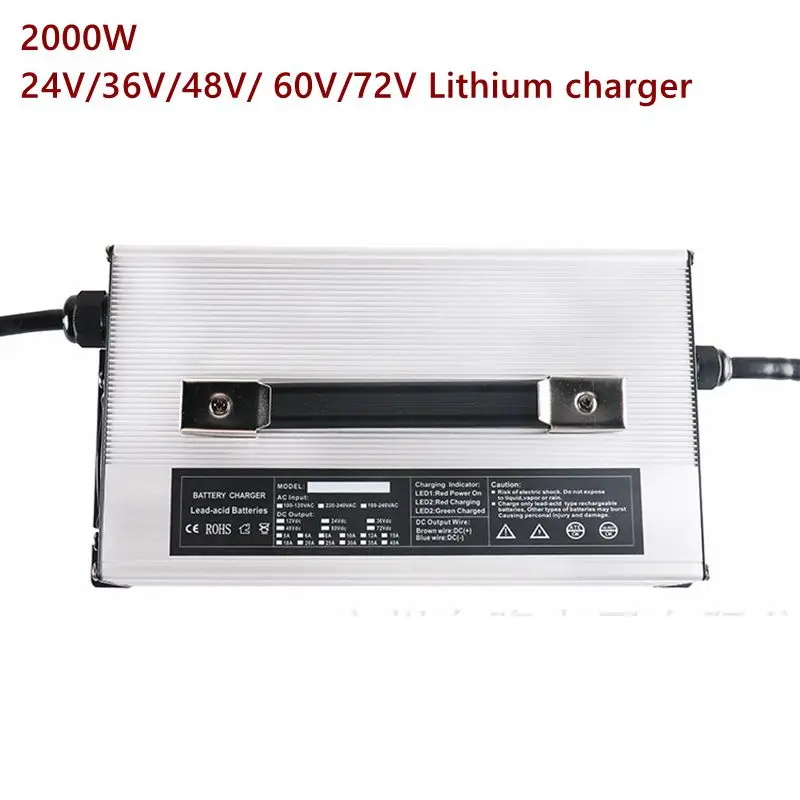 

2000W 24V 50A 36V 40A 48V 30A 60V 72V 20A Lithium Fast Charger 7S 29.4V 10S 42V 13S 54.6V 16S 67.2V 20S 84V Ebike Smart Charger