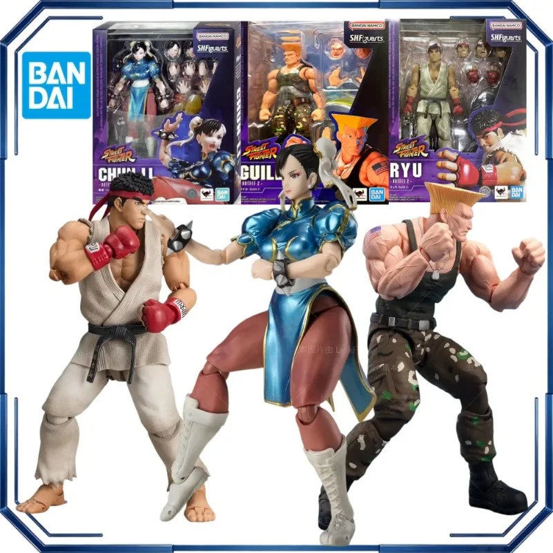 Фото Фигурки Bandai S.H.Figuarts Чун Ли, Гайл, Рю из серии Street Fighter, аниме-модели, подарки, коллекционные модели, игрушки для демонстрации. №1