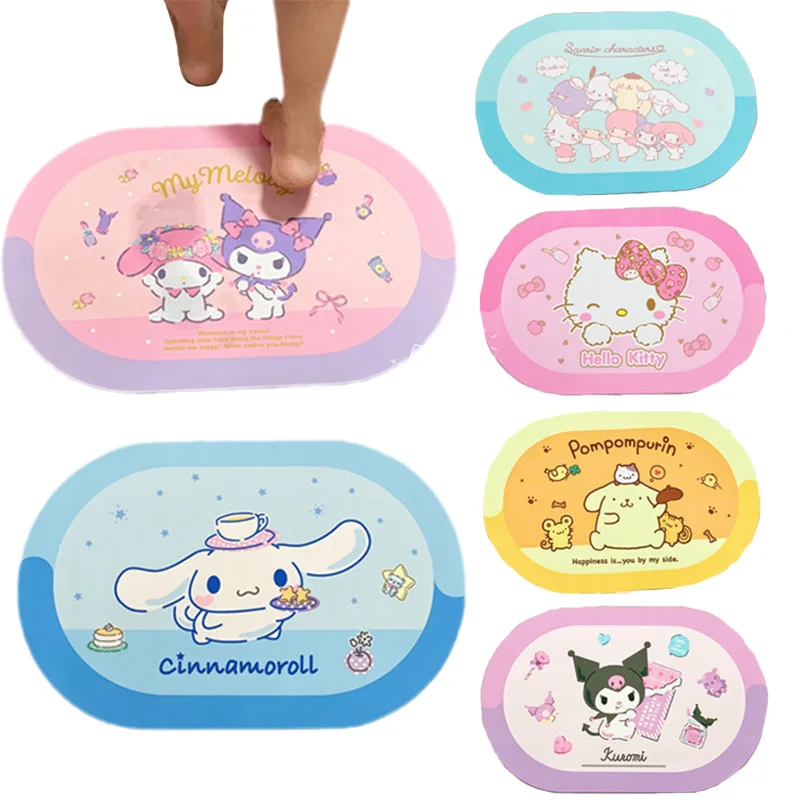 

Kawaii Sanrioed MyMelody Kuromi Cinnamoroll KT Cat Cute Cartoon Diatom Mud Soft Floor Mat Bathroom Non-slip Absorbent Home Gift