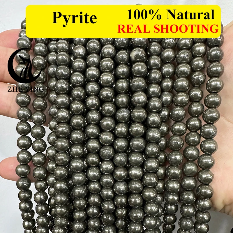 

Zhe Ying Natural Pyrite Stone Round Loose Beads For Jewelry Making Diy Accessories 15" Strand 6 8 10 MM Pick Size