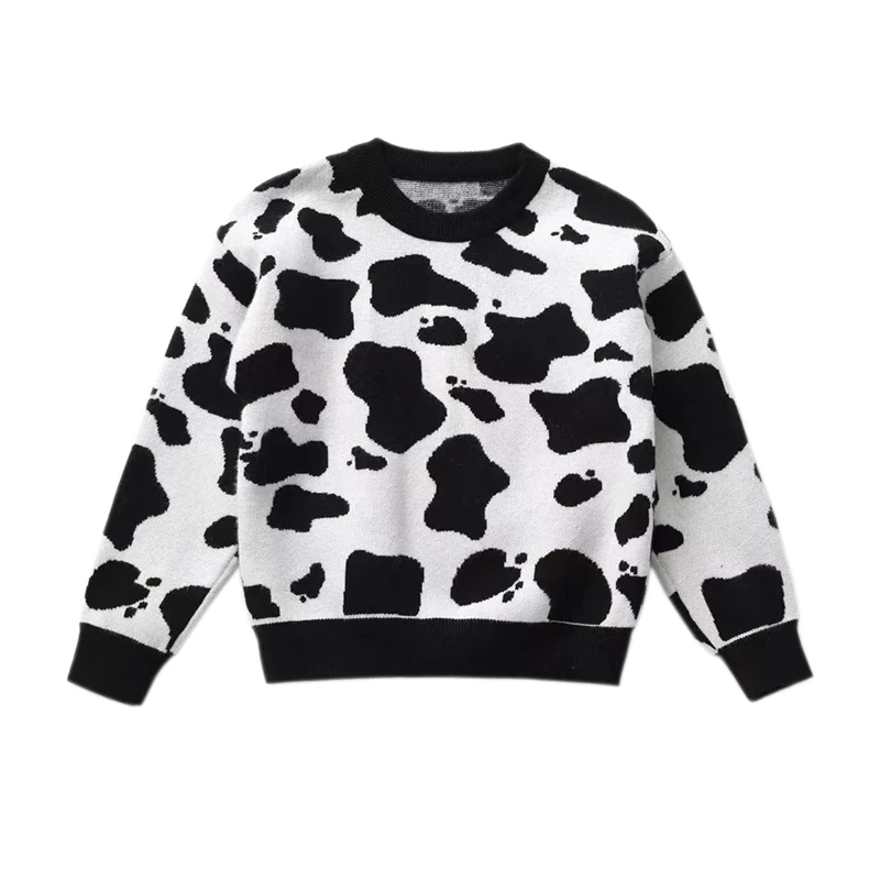 

Kids Knitted Sweater Cow Pattern Casual Autumn Warm Baby Boy Girl Long Sleeve Pullover Knitwear Clothing