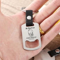 custom bottle opener keychain baptism favor leather buckle key chain baby birthday party souvenir personalized gifts for guests