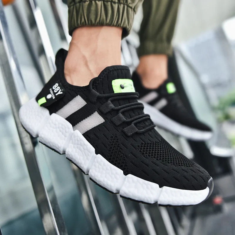 Men's Tide Shoes Flying Woven Shoes Sneakers Men's Running Shoes Casual Shoes Men's Sports Shoes Breathable and Comfortable