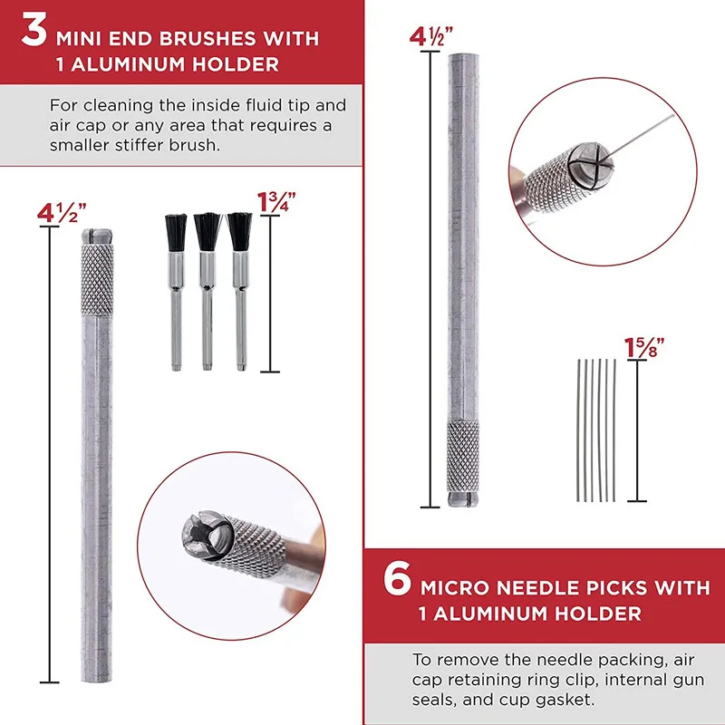 Набор для чистки краскопультов Air Brush Spray Gun Cleaning Kit 27pcs Airbrush Gravity Paint Mini HVLP Detail Set Repair Tool on.