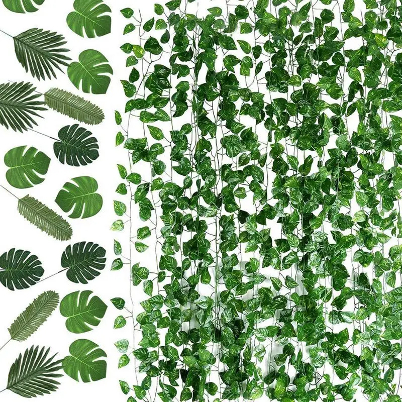 

Jungle Leaves Golden Green Faux Monstera Leaves With Stems Jungle Leaves Safari Leaves For Hawaiian Luau Beach Wedding Birthday