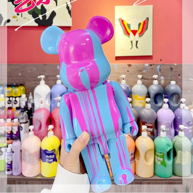 

DIY Hand-painted Fluid Bear Painting Building Blocks Bear White Embryo Home Room Decoration Toys Gift Ornaments Violent Bear New