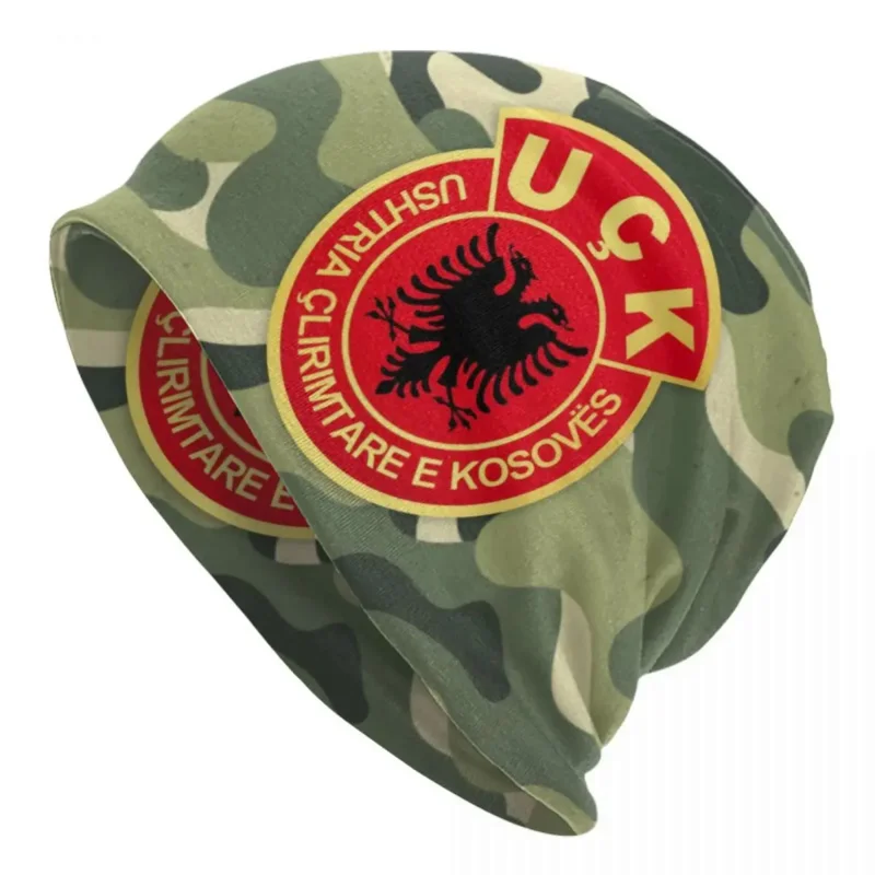 

Old Albania Flag UCk Bonnet Hats Street Knitting Hat Women Men Autumn Winter Warm Kosovo Liberation Army Skullies Beanies Caps
