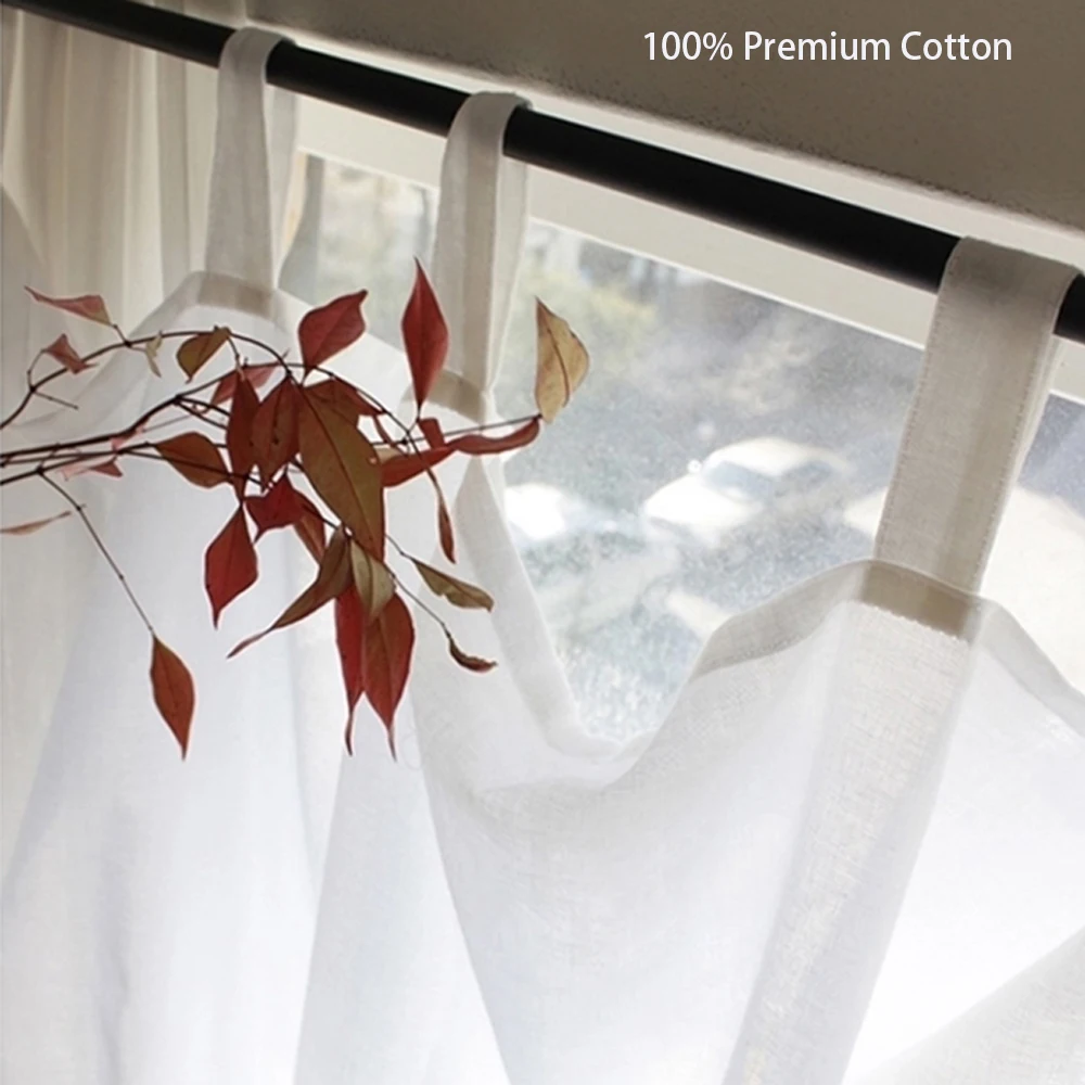 

2022 Romantic 100% Cotton Solid White Curtains with Lotus Leaf Ruffles Fashion Pure Cotton Yarn Window Suspender Cloth Cortina