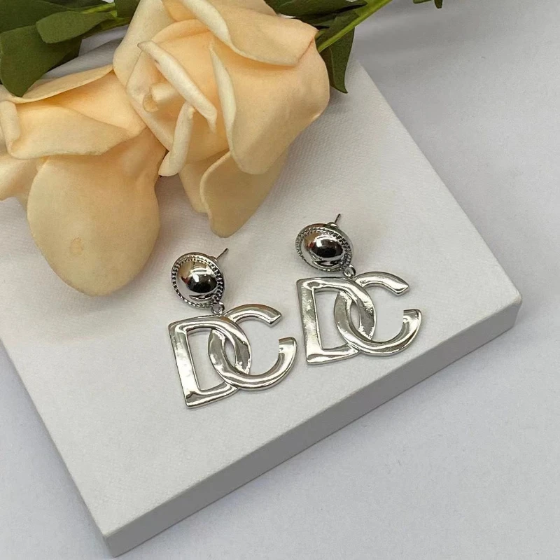 Letter Pendant Paired With Silver Needle Allergy Resistant Women's Jewelry Pearl Earrings for Women