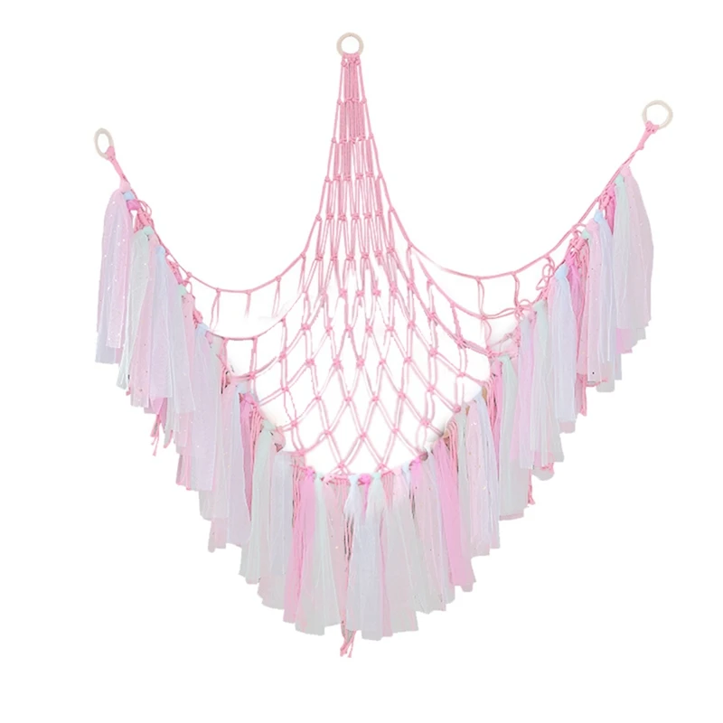 

1 PCS Braided Cotton Rope Triangular Toy Net Bag Handmade Hanging Stuff Animal Hammock