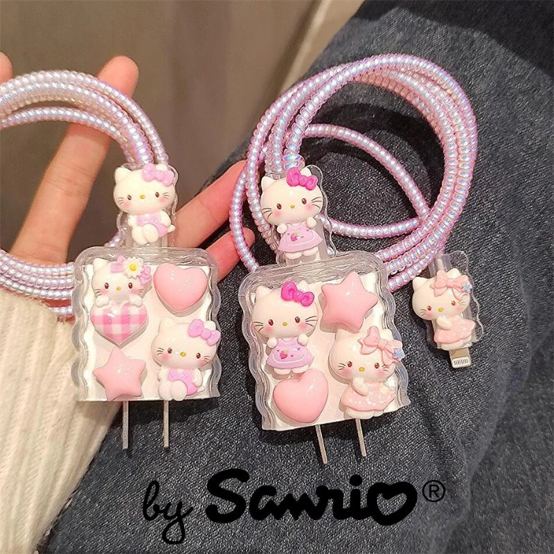 

Sanrio Hello Kitty защитный чехол для зарядного устройства Kawaii мультфильм 3D мягкий чехол для зарядного устройства для IPhone 20 Вт Зарядное устройство защитный чехол