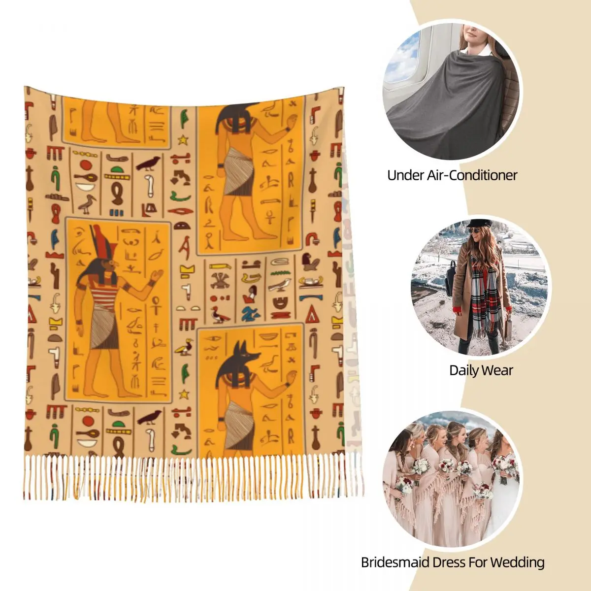 Египетские боги фараон настенный шарф для женщин теплая шаль из пашмины накидка