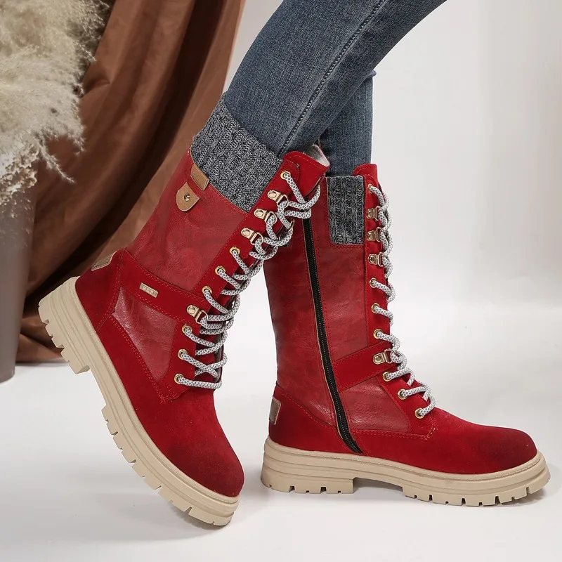 

2023 Winter Shoes for Female Side Zip Women's Mid-Calf Boots Square Heel Casual Women's Shoes Low Heel Plus Size Ladies Boots
