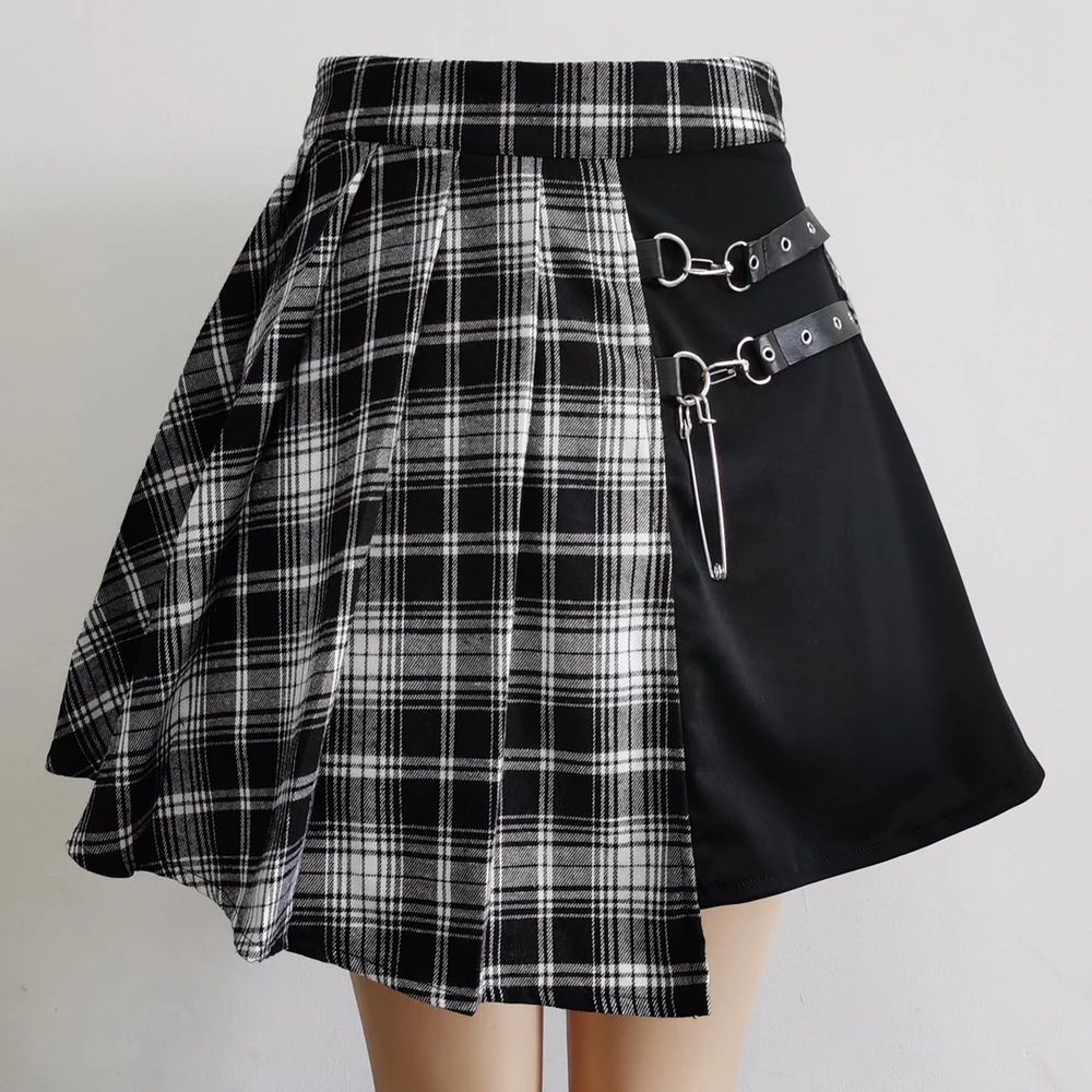 

Y2k Skirt For Women Harajuku Punk Irregular Mini Pleated Skater Skirts High Waist Hip Hop Clubwear gothic Streetwear Faldas