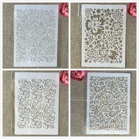 4pcs a4 29cm flower leaf texture diy layering stencils wall painting scrapbook coloring embossing album decorative template