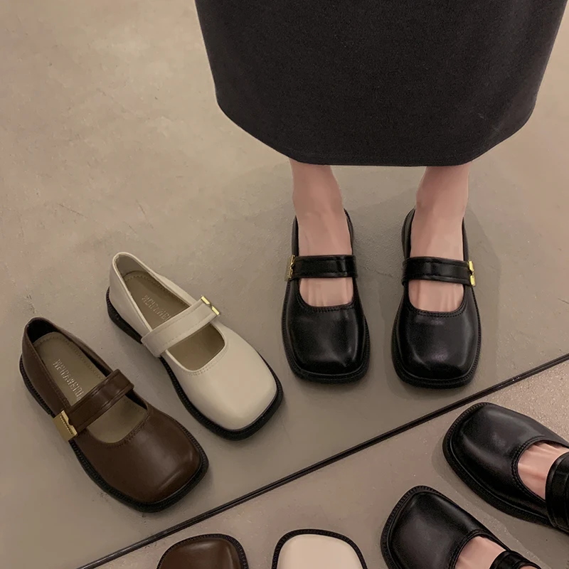 Женские туфли в стиле ретро женская обувь с квадратным носком летняя новая