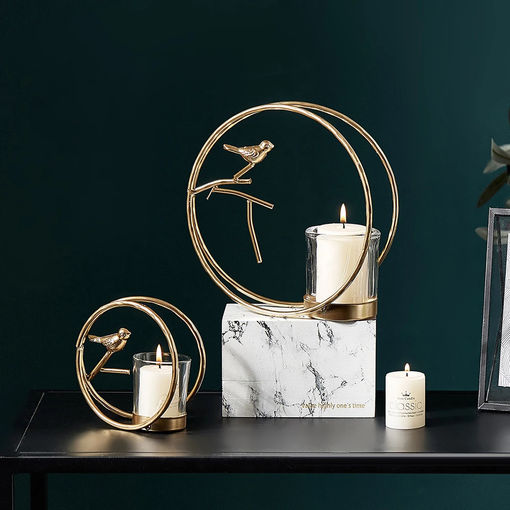 

Nordic Style Bird Cage Shaped Candlestick Home Decoration Accessories Living Room Bedroom Dining Table Romantic Couple Dating