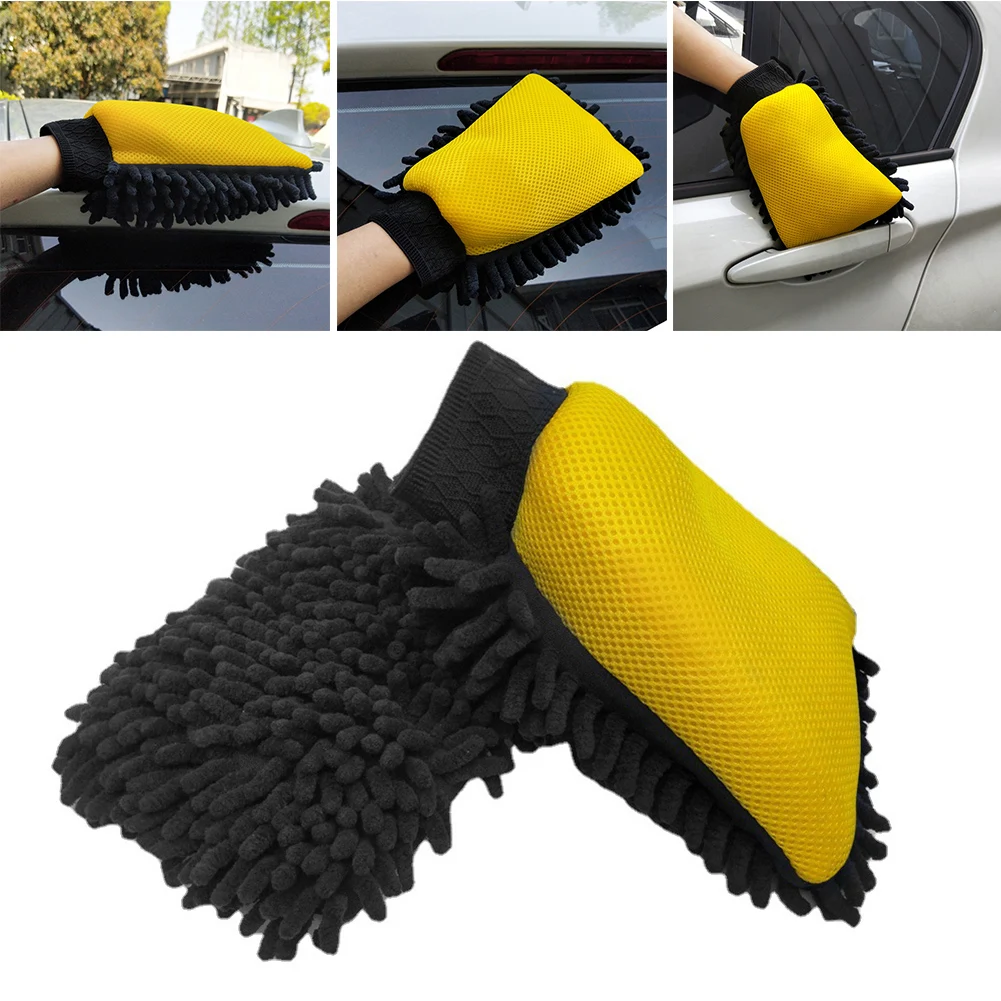

1pc Thickened Car Wash Gloves Microfiber Absorbent Coral Fleece Car Wash Glove 23.5*15.5cm Cleaning Tool