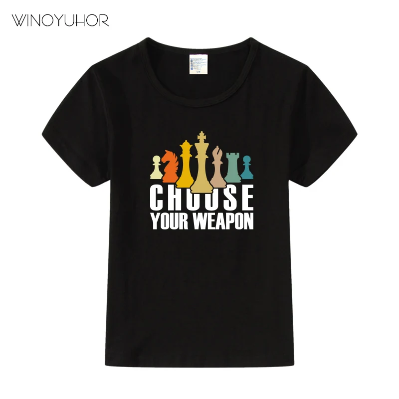 Футболка с надписью Choose Your оружия и шахматными играми летняя футболка коротким