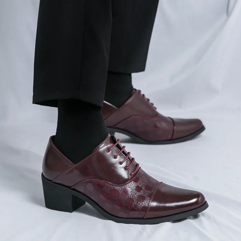 Мужская официальная кожаная обувь классическая британская увеличивающая рост