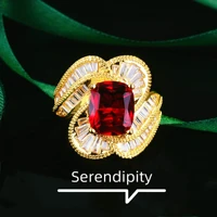 foydjew italian retro royal jewelry buccellati style gold color rings for women simulated ruby color treasure adjustable ring
