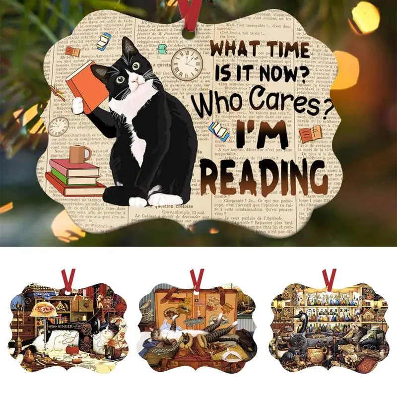 

Милые кошачьи украшения для рождественской елки, двусторонняя Рождественская акриловая подвеска для рождественской елки, рождественские ...