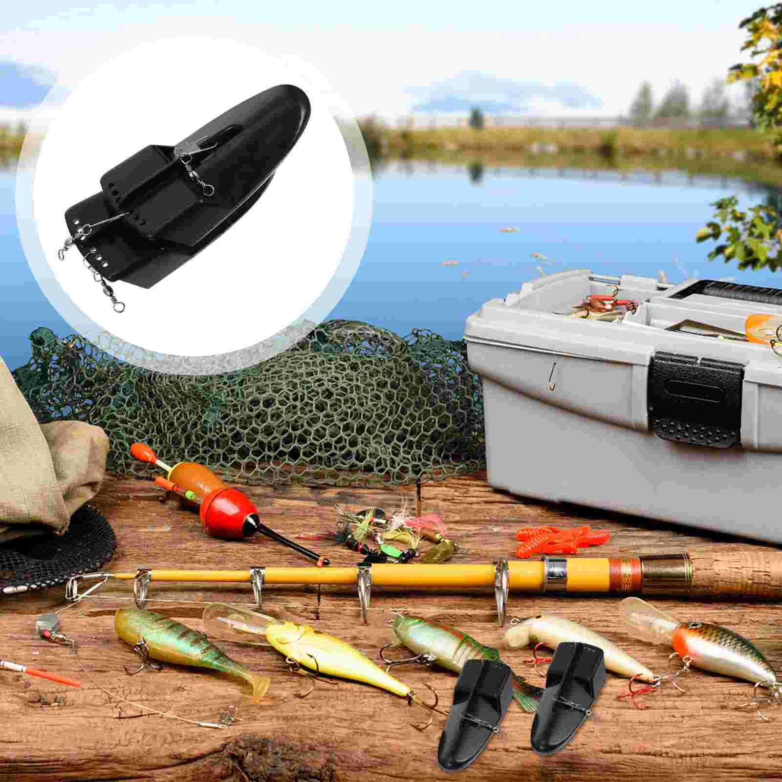 

2Pcs Fishing Trolling Diving Board Fishing Bait Rigs Fishing Beads Fishing Hooks Swimbaits for Freshwater Saltwater