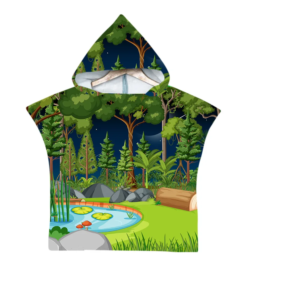 

Lannidaa Wild Forest Tree/детское банное полотенце с капюшоном из микрофибры, Быстросохнущий банный халат для ванной, пляжные полотенца с капюшоном