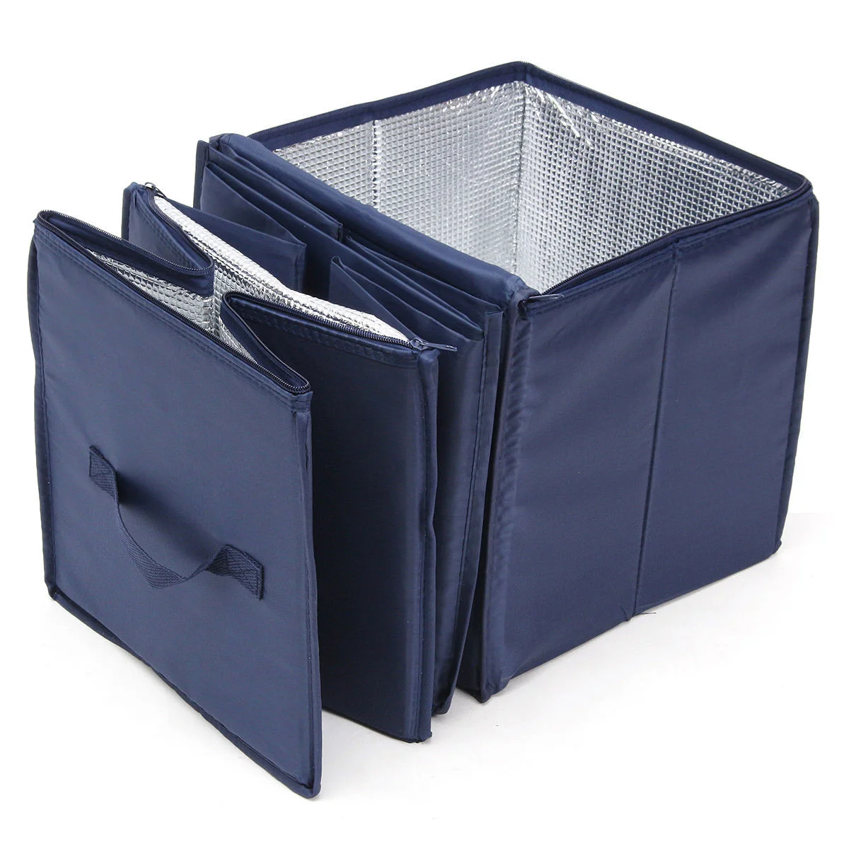 

Trunk Storage Box Container Big Capacity Foldable Expandable Cargo Trunk Organizer 4 Grids Bin (Navy)