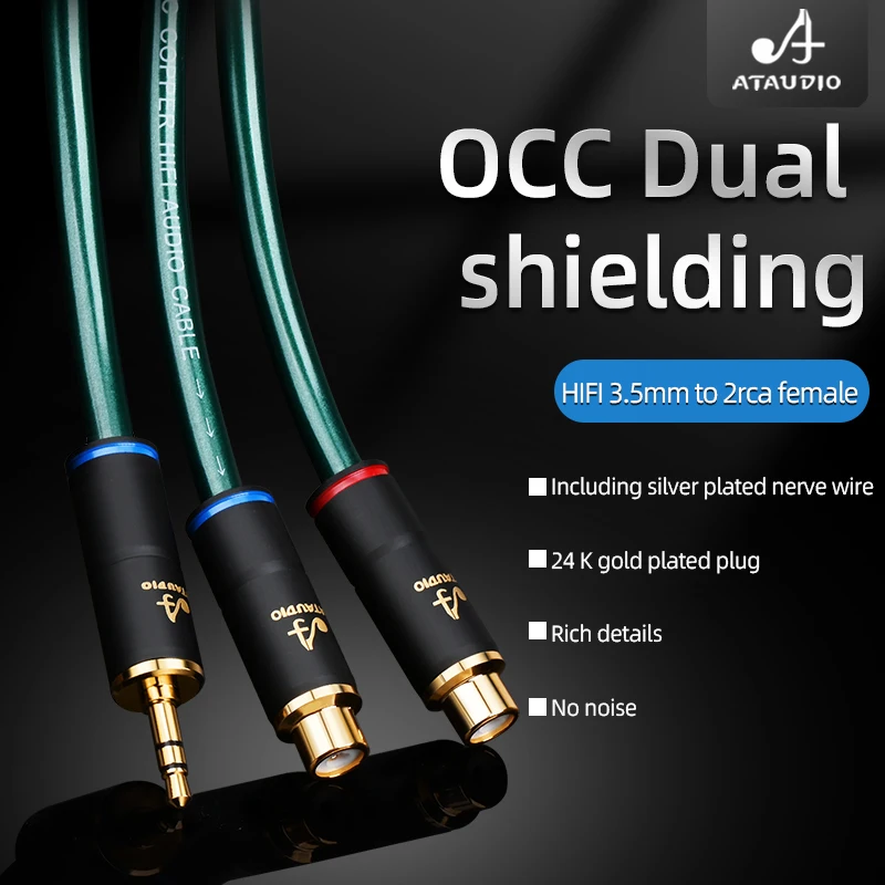 Аудиокабель HiFi от 3 5 мм до 2RCA гнездовой аудиокабель 7N OCC