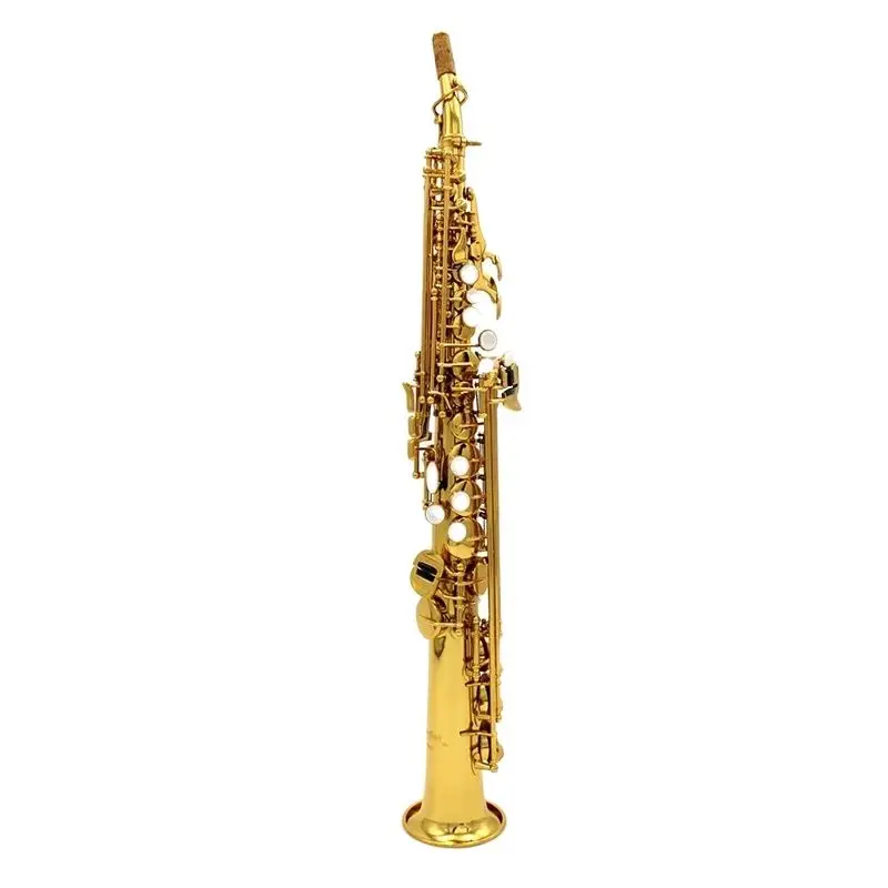 

Eastern music gold lacquer straight Soprano Saxophone with two necks
