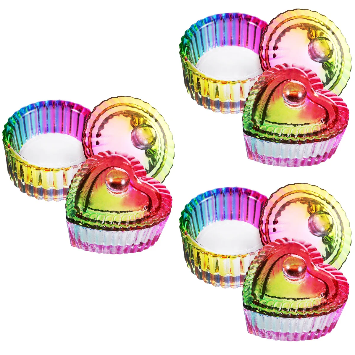 

6 Pcs Stable Beautiful Glass Monomer Dishes Nail Tips Storage Cups Nail Tips Storage Bowls Dappen Dishes with Lids