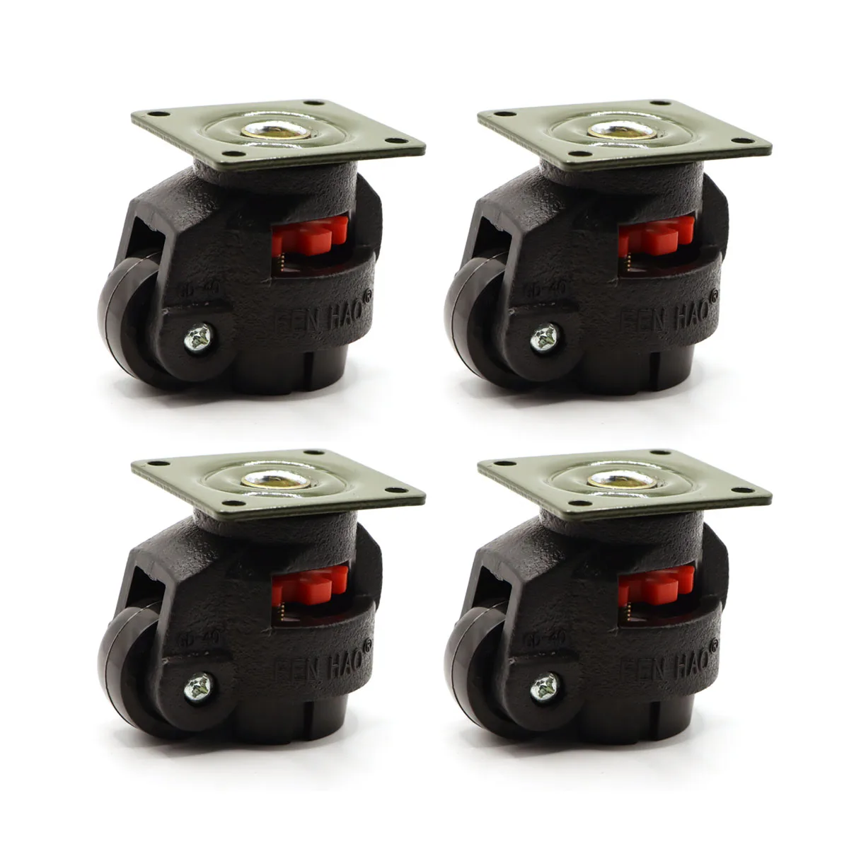 

4pcs Heavy Duty Nylon Level Adjustment Caster GD-40F High Quality Industrial Roller Wheel Leveling Caster Wheels Black