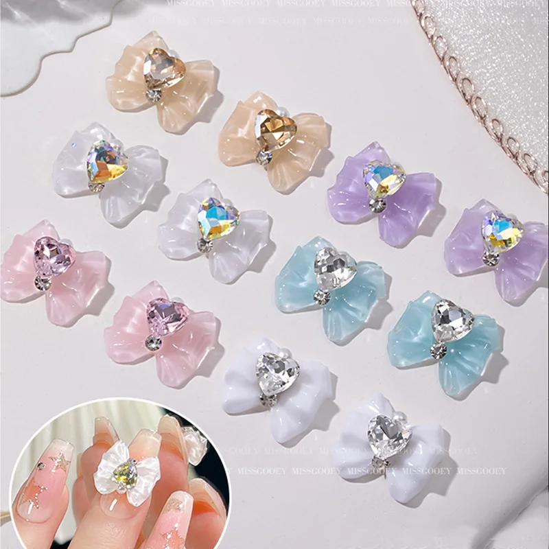 

Bowknot DIY Nail Art Love Crystal Nail Accessories Penetrating Resin Bowknot Stereoscopic Nail Decoration Exquisite Rhinestone